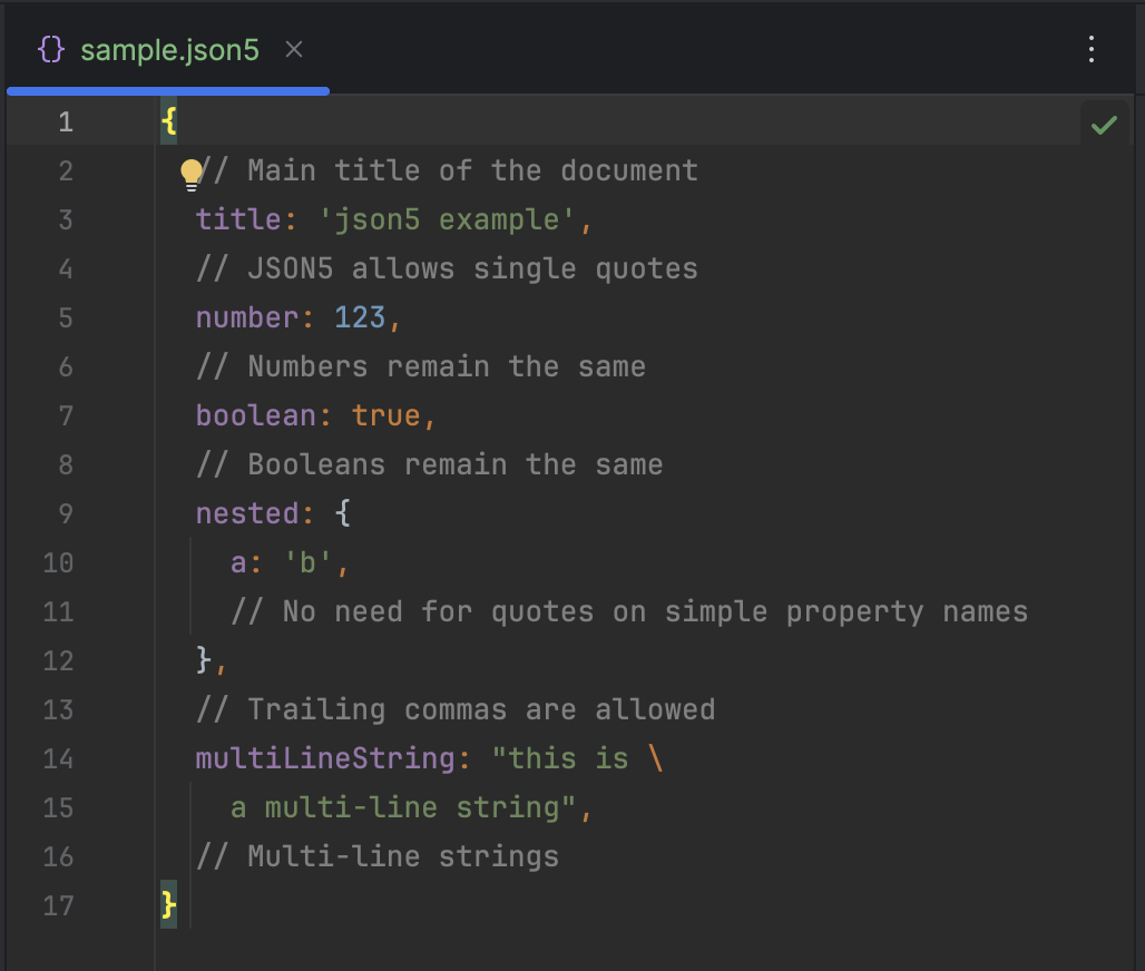 Intellij Json5 editor