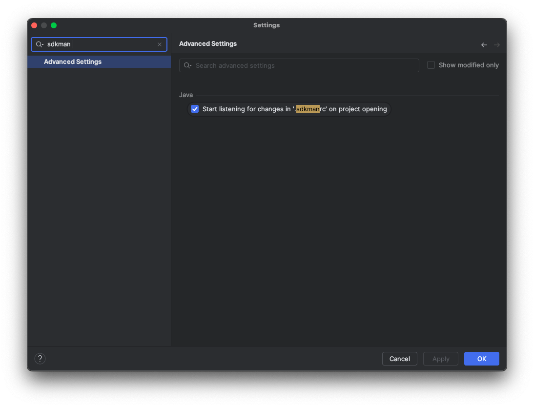 sdkman support in intellij